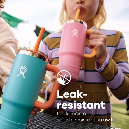 Hydro Flask Kids 24 Oz Travel Tumbler - Insulated Stainless Steel with Handle, Lid & Straw in Coconut Cream
