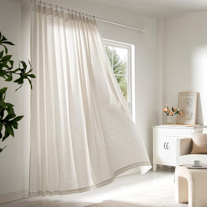 Memory Trained Pinch Pleated Curtains 132 Inches Long, Viral Linen Pinch Pleat