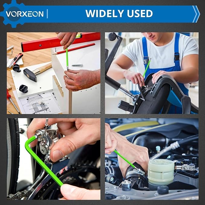9 PCS Green Allen Wrench Hex Key Set 1.5-10 mm Metric Flat and Ball End Chrome Vanadium Steel and S2 Steel L-key For DIY Repair of parts