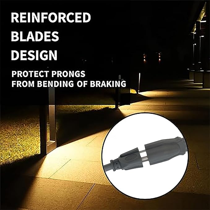 Indoor Outdoor Extension Cord Weatherproof, UL Listed, 16 Gauge 10FT Grey 3 Prong Heavy Duty, 16/3 SJTW 13A Power Cord for Outdoor Lights, Appliances, Lawn