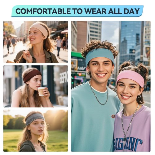 14 PCS Headbands for Women, Soft Elastic Hairbands, Fashion Non-Slip Cotton Sweat-Absorbent Sports Head Bands for Daily Workout, Running, Yoga, Makeup