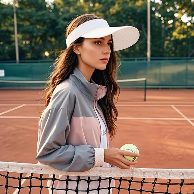 WANDER Sun Visor Hats for Women Wide Brim UV Protection Adjustable Large Golf Beach Cap Packable Travel Sport Visor