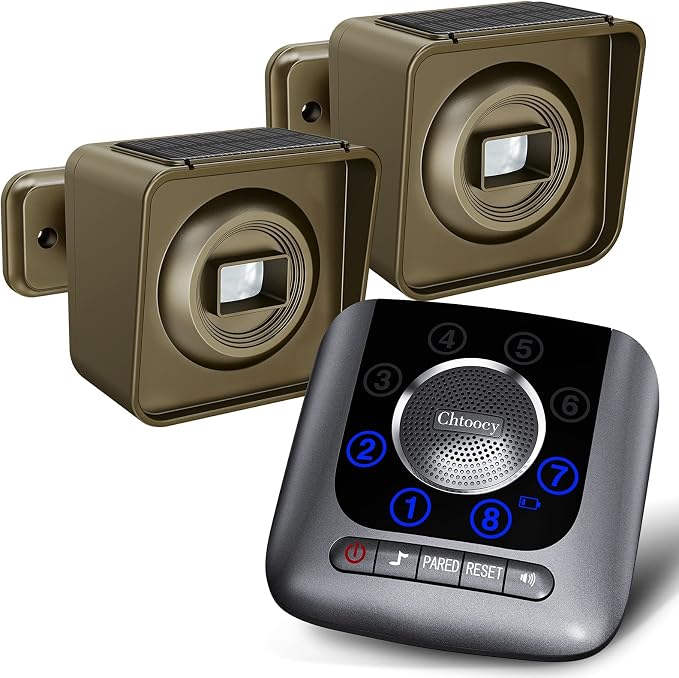 Solar Driveway Alarm Wireless Outside 1/2 Mile Long Range, 3 Sensitivity &