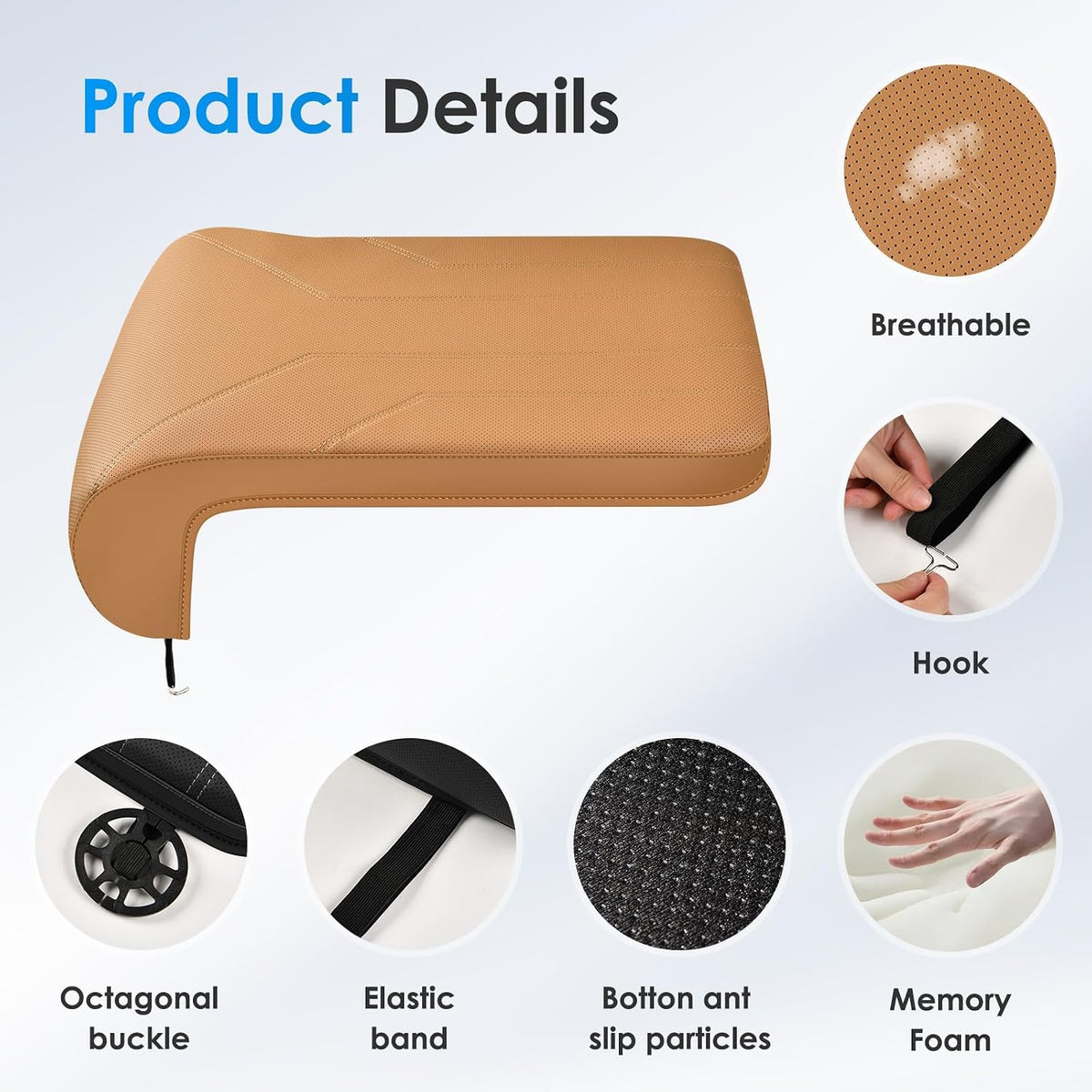 FLORICH Car Seat Extender Leg Extender Support Cushion for Driver Seats Office Chair, Leather Carseat Leg Support for Long Drivers Universal Car Seat Cushion Legs Rest Pads-Light Coffee