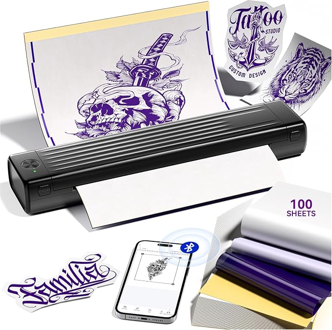 Itari Tattoo Printer Kit with 100 Pcs Transfer Paper, Thermal Tattoo Stencil