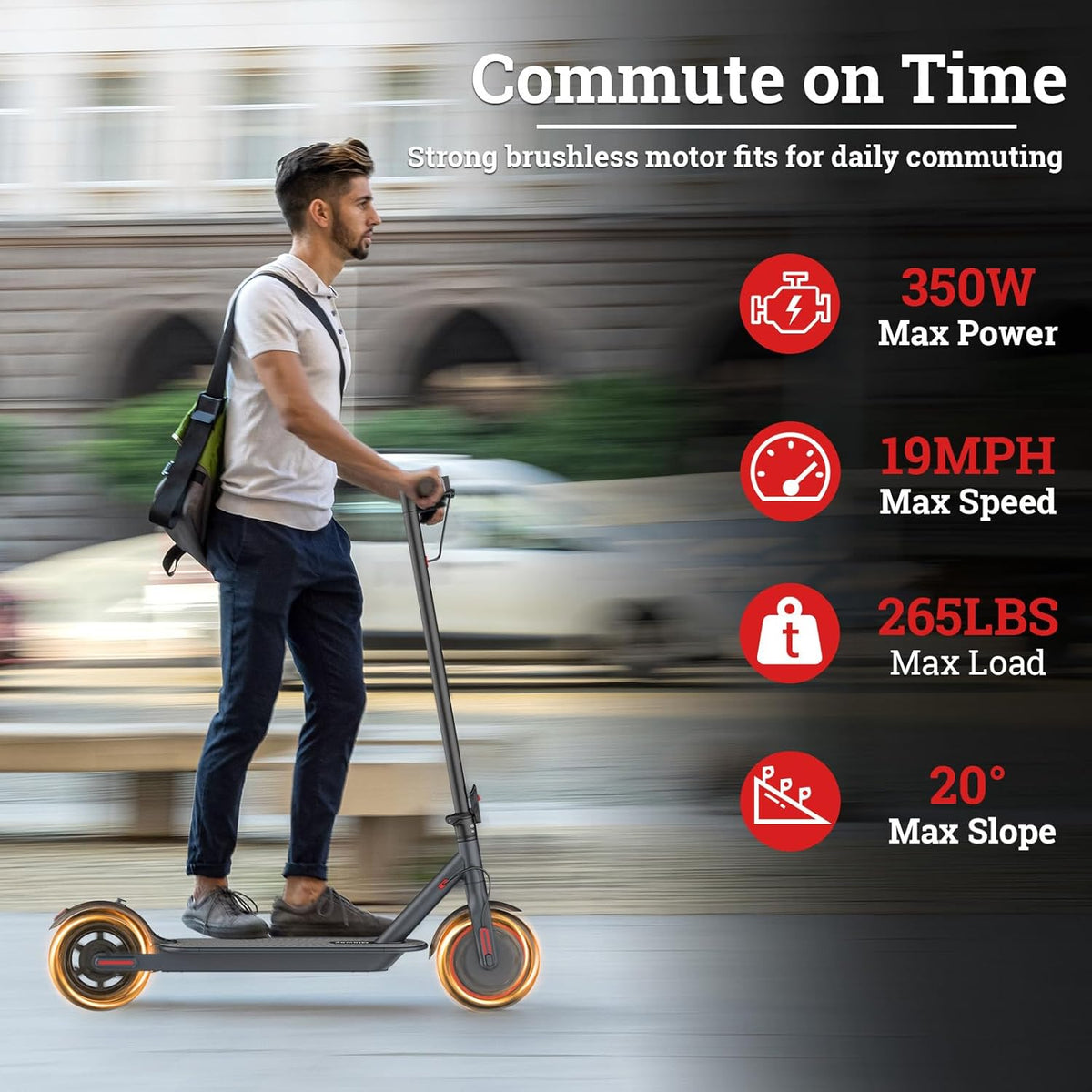 Qlaway Electric Scooter - Powerful 350W/500W Motor, 22-Mile Range, Foldable Design, Dual Braking System