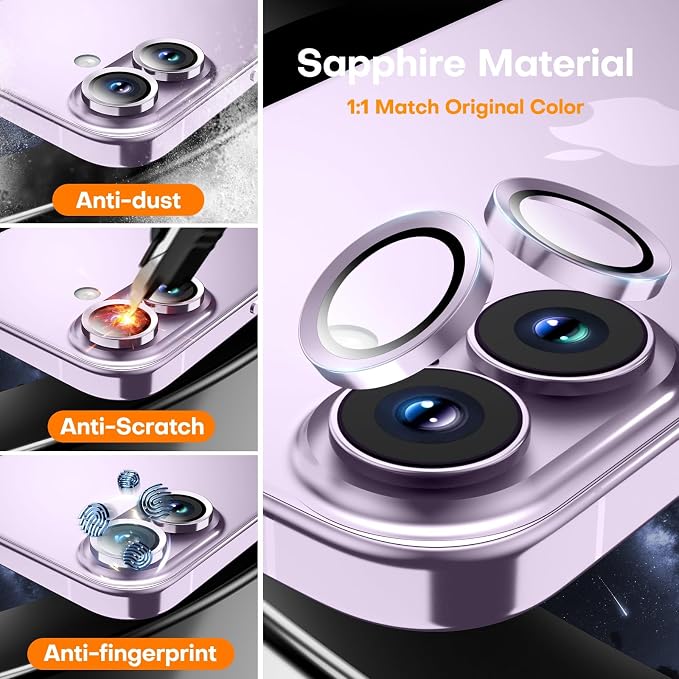 Camera Lens Protector for iPhone 17/iPhone 16/iPhone 16 Plus, Sapphire Glass