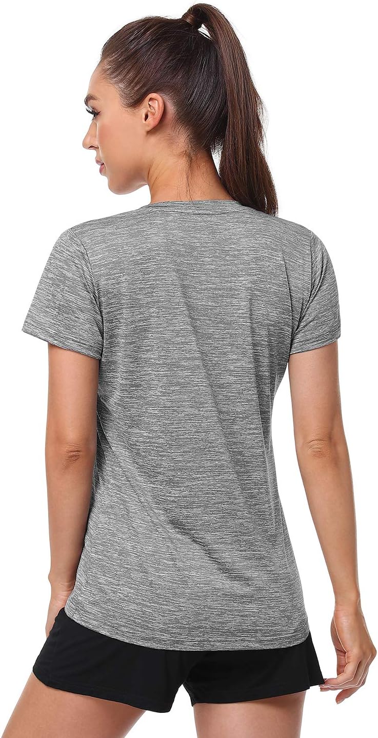 Skiennix Women's Athletic V-Neck T-Shirts - 5-Pack Moisture-Wicking Dry Fit Tees
