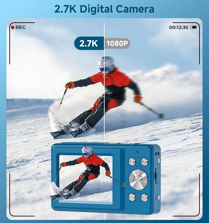 Digital Camera, 56MP Dual Screen Autofocus Vlogging Camera, 16X Zoom Point and