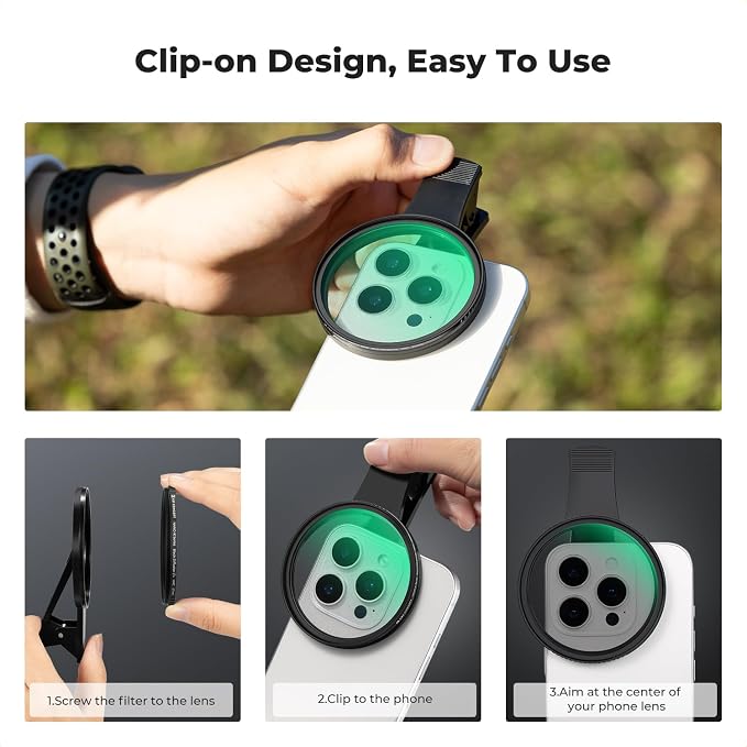 K&F CONCEPT 67mm Clip-on Black Diffusion 1/4 Phone Camera Lens Filter Kit