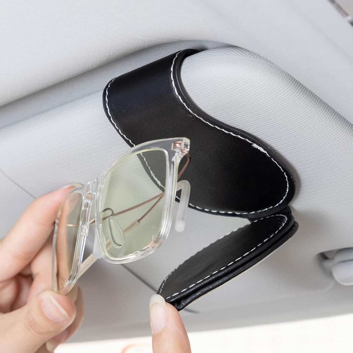 Car Sunglass Holder, Eyeglass Holder Fit BMW X1 X3 X7 X5 X6 1 3 5 6 Series Z4 7 M Series, Sunglass Hanger Mount for Car Sun Visor, Interior Accessories, Black