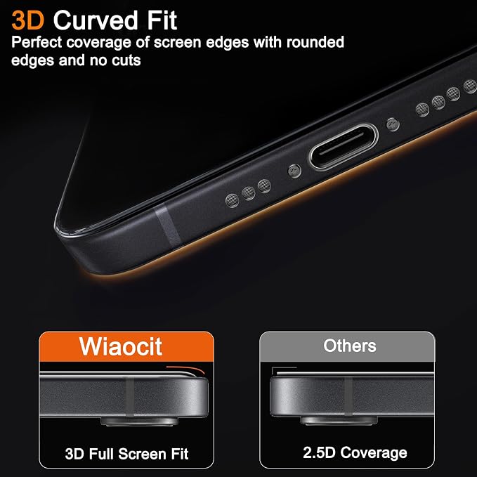 Wiaocit 3 Pack Tempered Glass Privacy Screen Protector