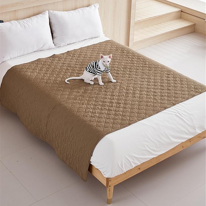 GIBZ Waterproof Dog Bed Blanket Cover Anti Slip Pet Furniture Protector Washable Large Washable Quilted Mat for Indoor, Grey, 200x305cm