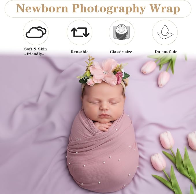 7 Pcs Baby Photoshoot Props Wrap Kit 3 Pieces Newborn Photography Props 4