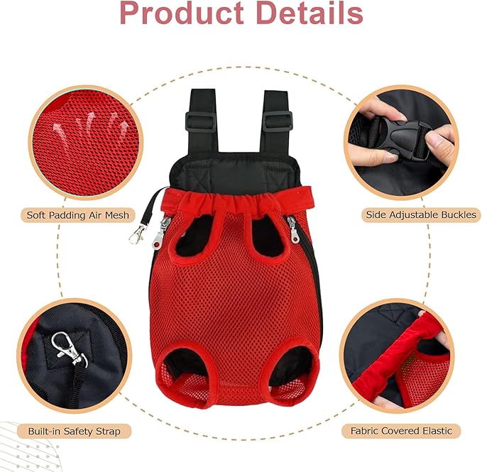 Dog Carrier Backpack, Adjustable Puppy Front Carrier Backpack, Ventilated Dog Chest Carrier for Hiking Camping Travel, Sling Bag for Small Medium Dog Cat Rabbit Puppies, Suit 9-13 lbs (Beige, L)
