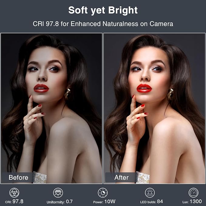 Zoom Lighting for Computer, Adjustable Desk Lighting for Video Calls, 30 Light