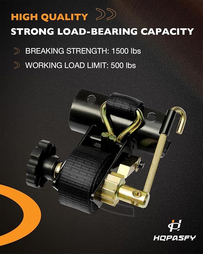 Ladder Rack Straps, W/J-Hook (4PCS), 2" Black Round Tube Mount, 1.5" Wide x 7.5' Long, Black Ladder Rack Ratchet Straps, 500 lbs Load Heavy Duty, Truck/Lumber Rack Straps, Pipe/Roof Rack Straps