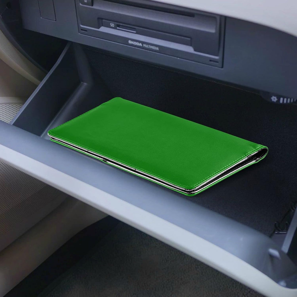 Custom Car Registration and Insurance Card Holder Personalized Leather Glove Box Organize Men Women Wallet Accessories Case for Cards, Essential Document Driver License Green