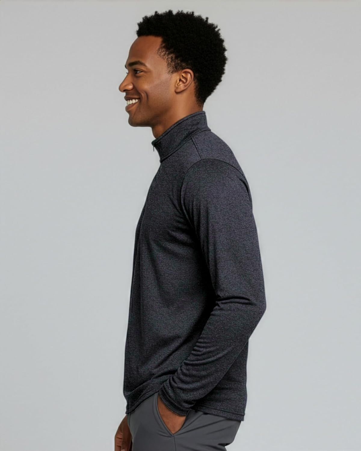 Real Essentials Men's Dry-Fit Active Quarter Zip Pullover - 3 Pack | Long Sleeve, Big & Tall Options