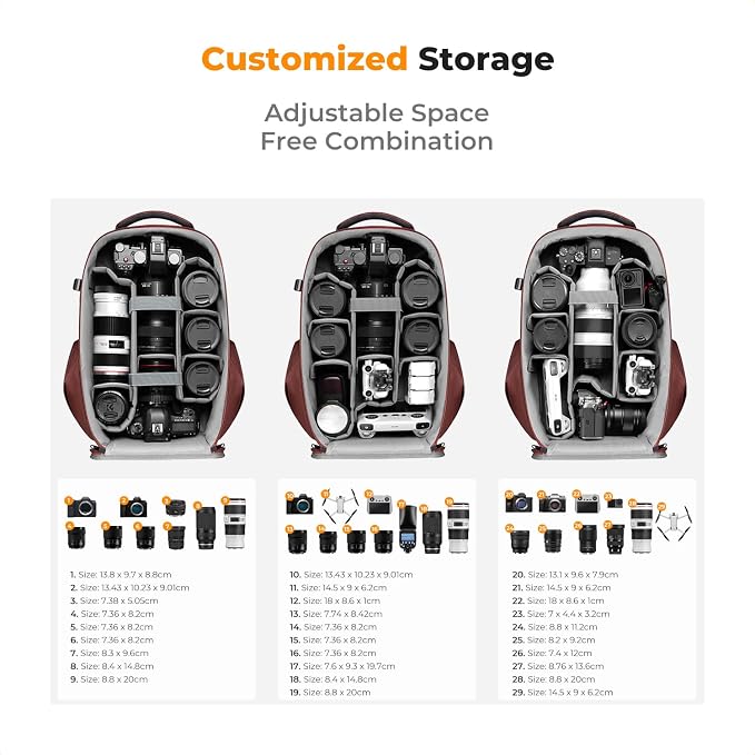 K&F CONCEPT Camera Backpack, Hardshell Photography DSLR Camera Bag