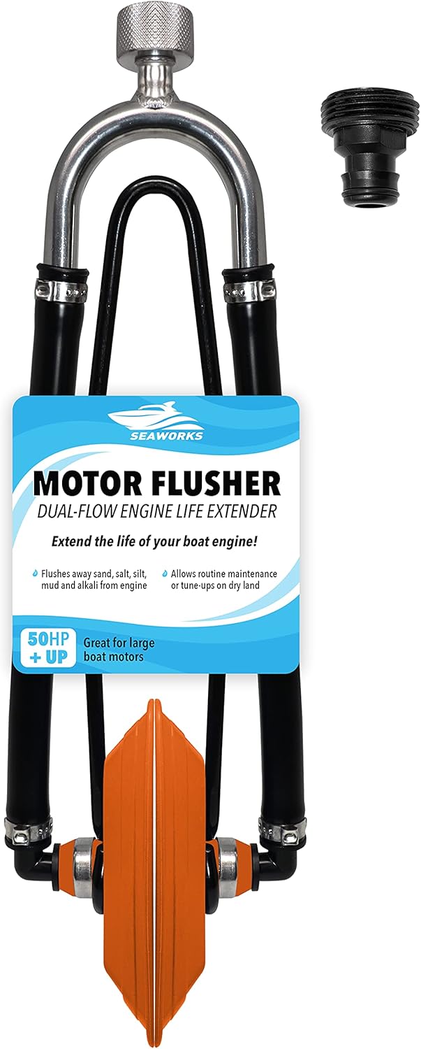 Steel Dual Feed Muff Style Heavy Duty Boat Motor Flusher - Antifreeze Winterization & Water Flush | 5/8 Inch Garden Hose Connection