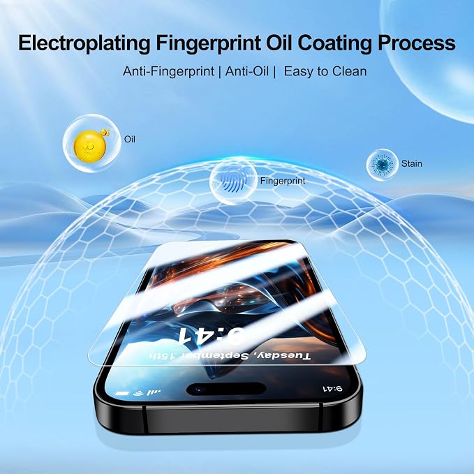 QHOHQ 3 Pack Screen Protector for iPhone 17 + 1 Set Camera Lens Protector