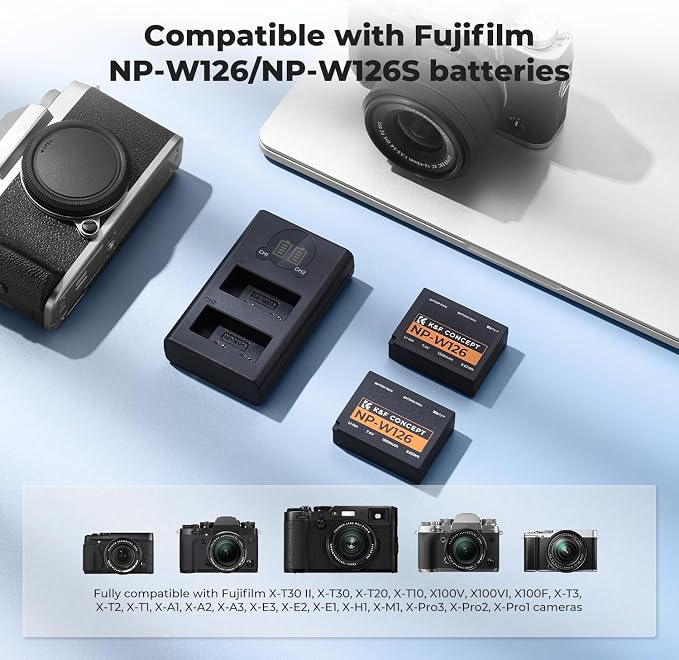 K&F Concept 1300mAh NP-W126 NP-W126S Battery and Charger