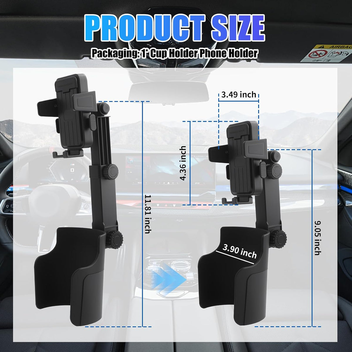 2026 New Cup Holder Phone Holder,Extendable Cup Holders Phone Mount with 360° Rotation Adjustment,Universal Cell Phones Holders Car CupHolder Fit for 4.7-7 inches Phones