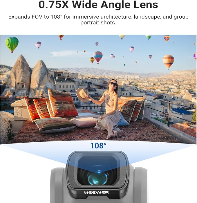 NEEWER Gimbal Camera Filter Set, 0.75x Wide Angle Lens + LPR + Black Diffusion