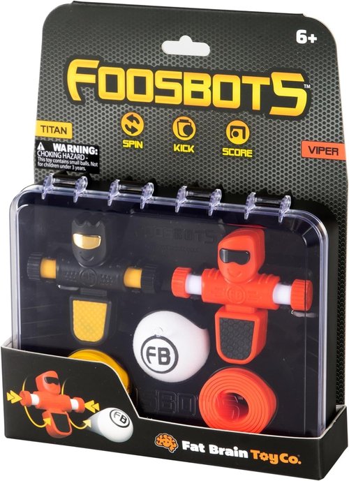 Fat Brain Toys Foosbots On The Go - Tabletop Trickshot Game for 2 Players | Fun Soccer Toy for Kids 6+