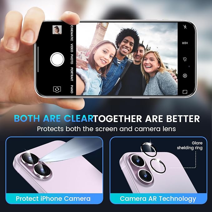 Fotbor Compatible with 3 Pack iPhone 17 Screen Protector With 1 Set Camera Lens
