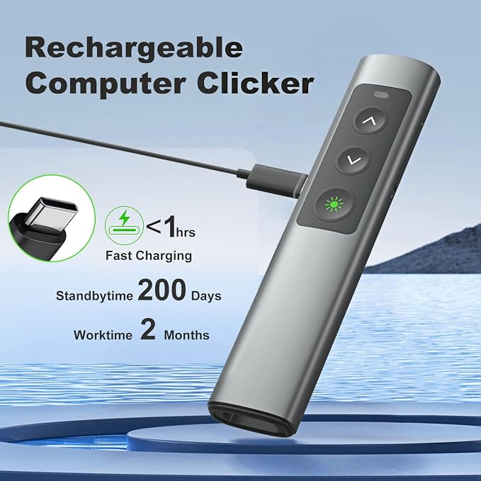 Rechargeable Green Laser Pointer Presentation Clicker