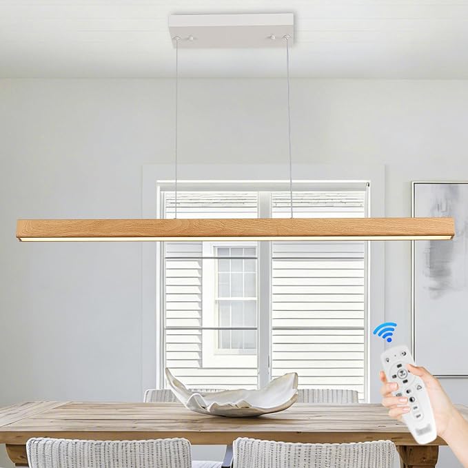 39" Linear Pendant Light Wood Grain Led Linear Pendant Light Fixtures Ceiling
