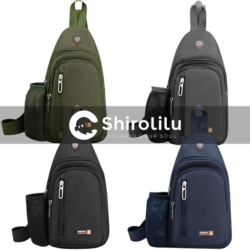Travel Lightweight Sling Bags with Key Ring Strap Bottle Holder Earphone Hole, Adjustable Nylon Crossbody Shoulder Backpack, Water Resistant (Gray 02)
