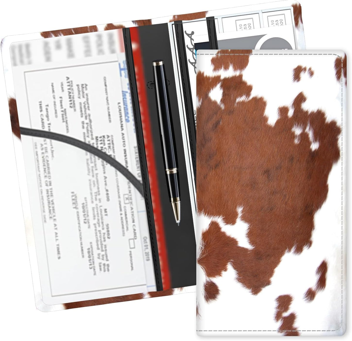 Leather Car Registration and Insurance Card Holder, Cute Car Accessories Vehicle Glove Box Car Organizer for Documents, Cards, License Colorful Cute Cats