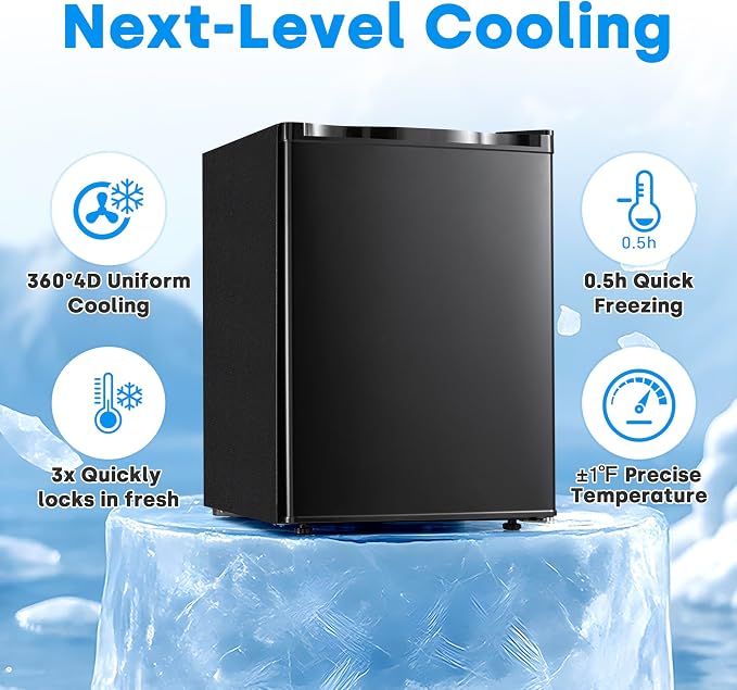 Erivess 2.1 Cu.ft Upright Freezer, Small Mini Freezer with 7 Temp Settings | Large Capacity, Energy Saving & Low Noise Free Standing Single open Door Mini Freezer for Home, Apartment, Garage, Dorms