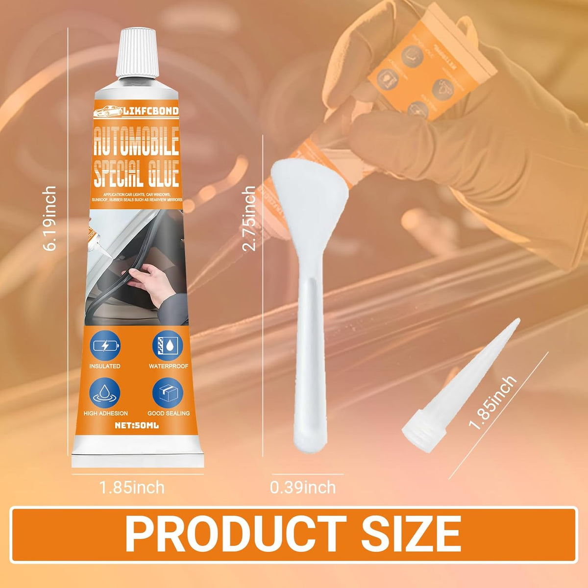 Automotive Body Adhesive Sealant, 100ml Car Body Glue Bonding Heat Resistant, Extra Strong Silicone Sealant for Car Handle, Interior, Metal, Plastic (50ml*2) (Black)