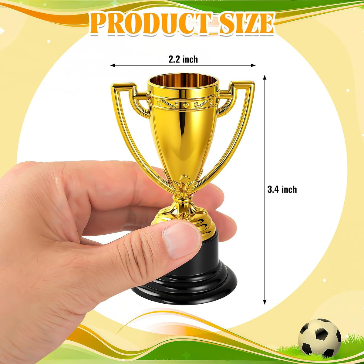 Skiennix Mini Trophies - Bulk Plastic Gold Trophy Cups for Kids' Sports Tournaments | 3.4 Inches