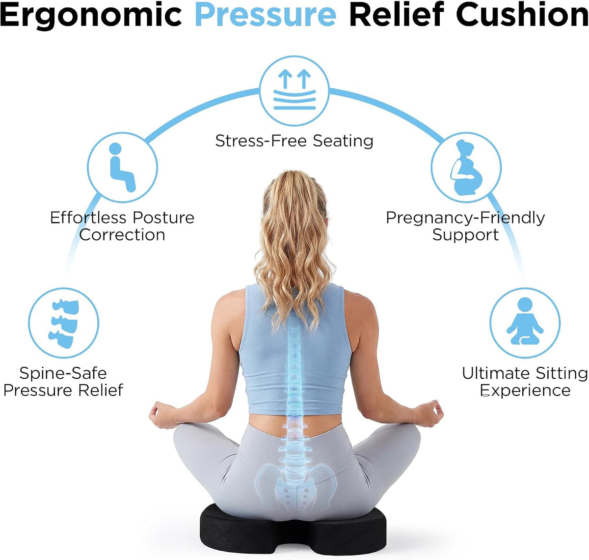 Memory Foam Seat Cushion for Office,Ergonomic Firm Support for Long Sitting