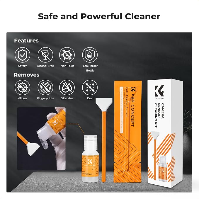 K&F CONCEPT 24mm Full Frame Sensor Cleaning Swab*6 + 20ml Sensor Cleaner