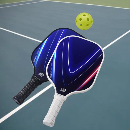 2024 Pickleball Paddles Set 2, with 1 White and 1 Black Racket, Honeycomb Fiberglass Board, 4 Pickleball Balls, 2 Cooling Towels, 2 Sweatbands, Pickleball Bag