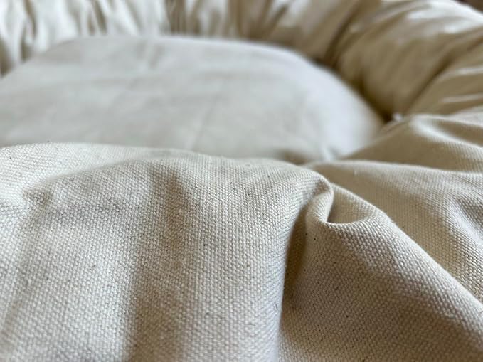 Organic Cotton Canvas Dog Bed: Removable Cover, Natural Fill - Made in USA (Natural, Large 35" x 8" inches)