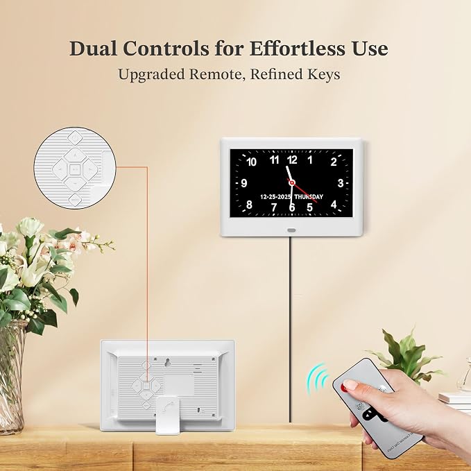 7'' Dementia Clock For Seniors, Large Display Digital Clock
