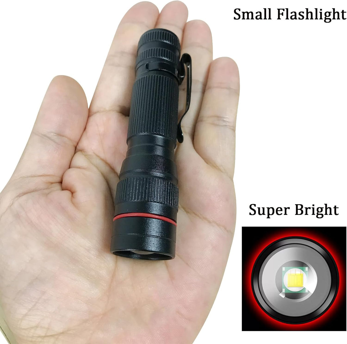 Wrrozz Rechargeable Flashlight 2-Pack - Super Bright LED Mini Pocket Torch | Zoomable Keychain for Camping & Emergencies