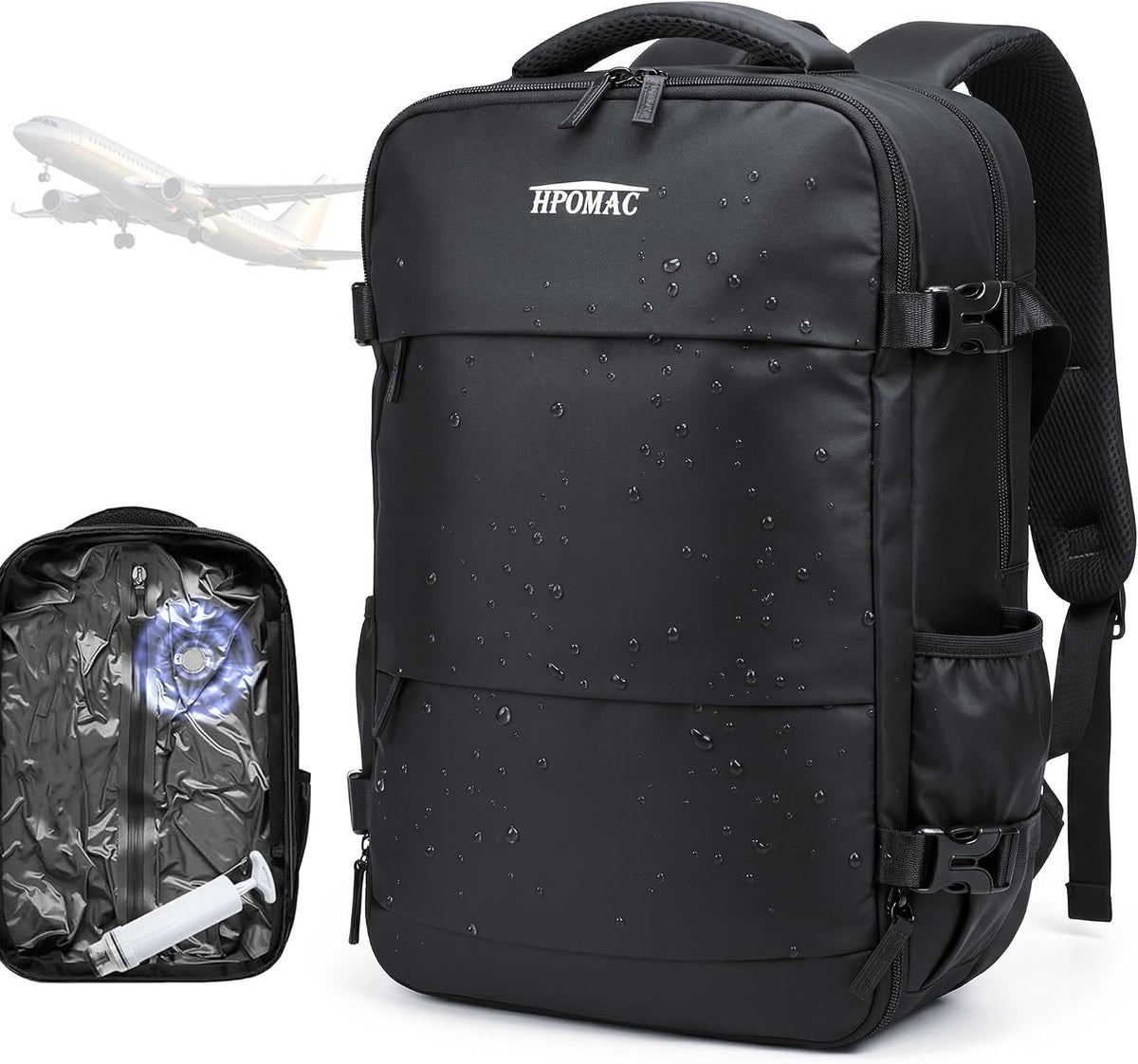 Vacuum Compression Backpack, Carry-On Size Travel Backpack with Vacuum System and Pump & Nintendo Switch 2 Carrying Case, Slim Hard Shell Travel Case