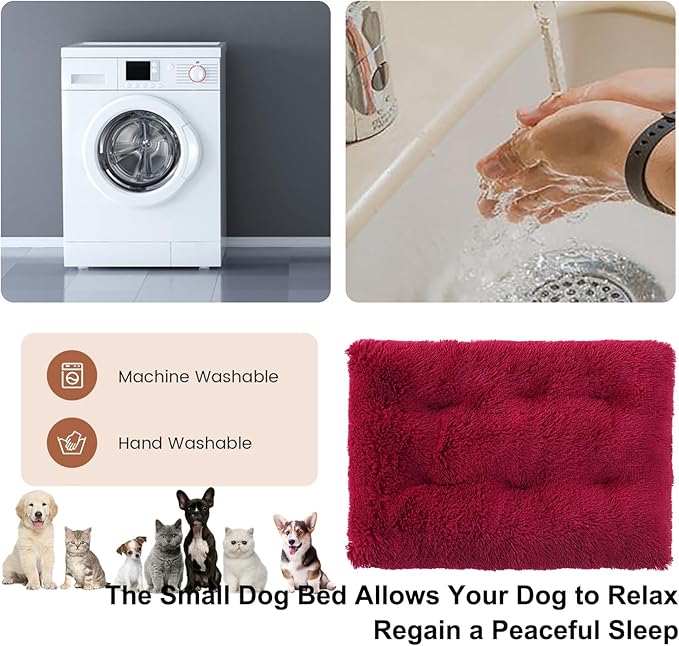 Dog Crate Mat, Dog Bed for Large Dogs, Comfy Fluffy Kennel Pad Anti-Slip for Dog beds & Furniture, Quilted Dog Bed for Pets for Medium/Small Dogs Cats (Color : Red, Size : 30x21)