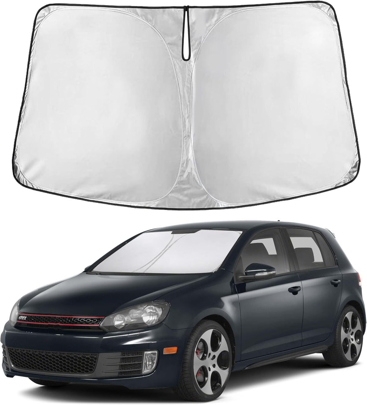 EcoNour Car Windshield Sunshade | Blocks 99% Heat & Keeps Interior Cool | Universal Fits Cars, SUVs, Trucks | Automotive Sun Screen, Visor & Car Accessories for Summer | Medium (64x32 Inches)