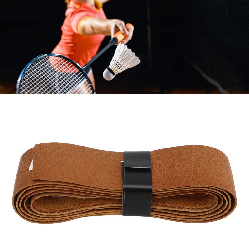 VBESTLIFE Leather Tennis Racket Grip Tape with Sweat Absorption, Badminton Racket Overgrip Tape Replacement for Tennis Badminton (Brown)