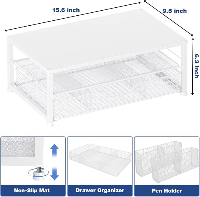 OPNICE Desk Organizers and Accessories, 2-Tier Computer Monitor Stand Riser