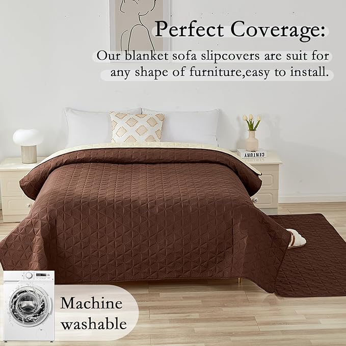 Waterproof Dog Bed Cover Pet Blanket, Soft Pet Couch Covers for Sofa Washable, Bed Couch Sofa Furniture Protector for Puppy Cat Kids (Brown,210 * 210 CM)